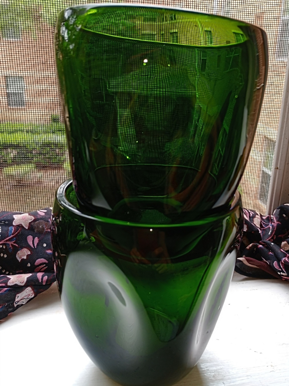Set of Two Green Glass Tumblers